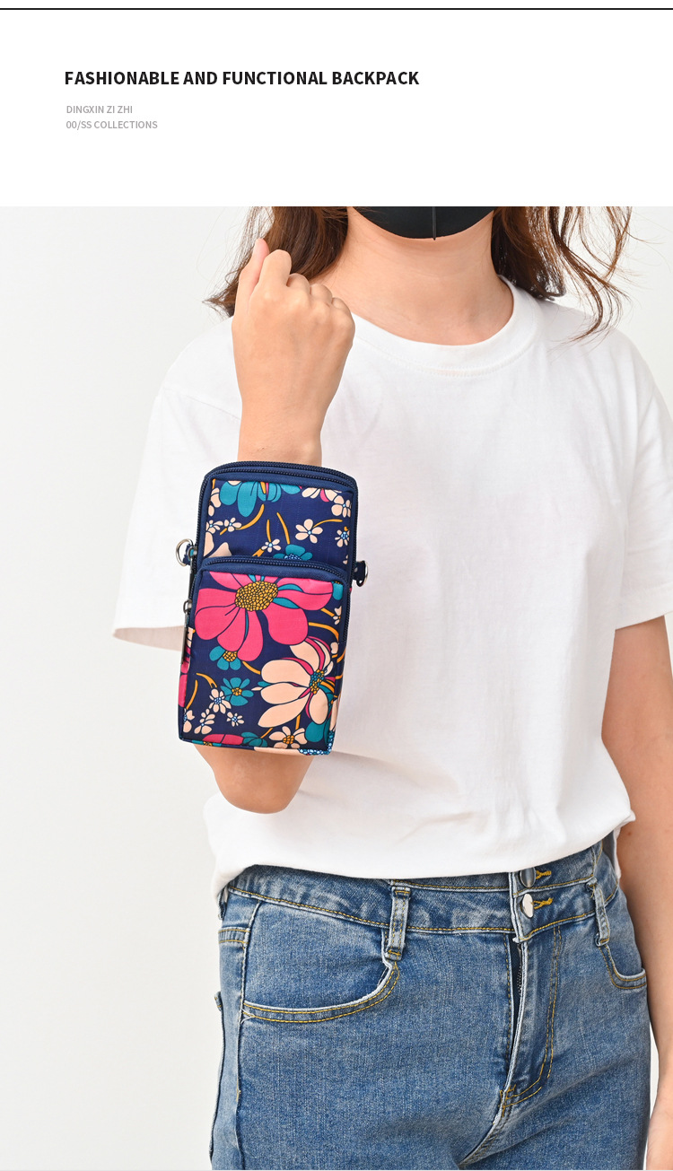 中年妈妈手机包手腕斜挎迷你小包包夏天百搭帆布包竖款零钱包便携详情13