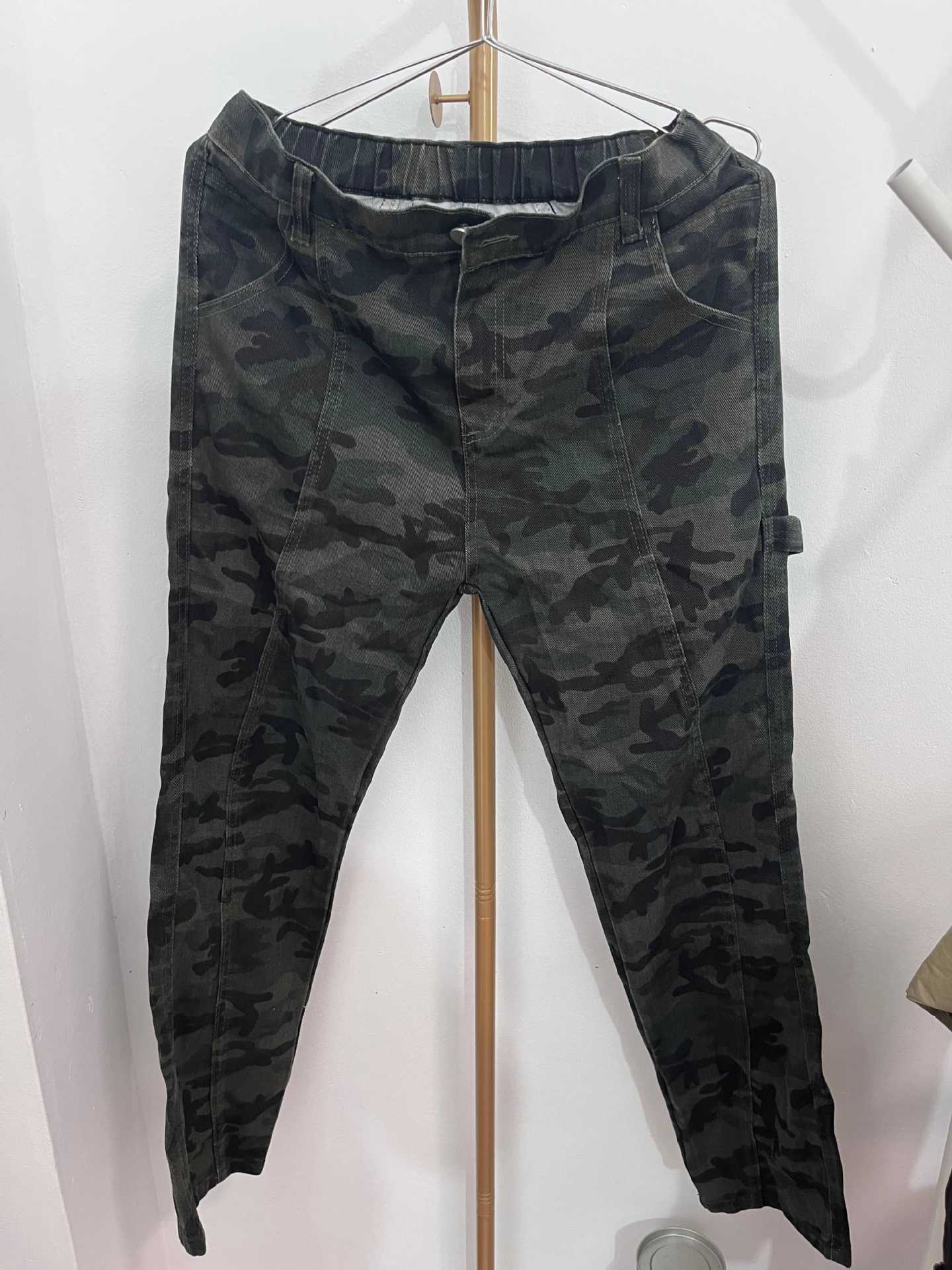 军绿色迷彩牛仔裤男款秋夏季伐木工装裤子美式高街直筒休闲长裤子详情9