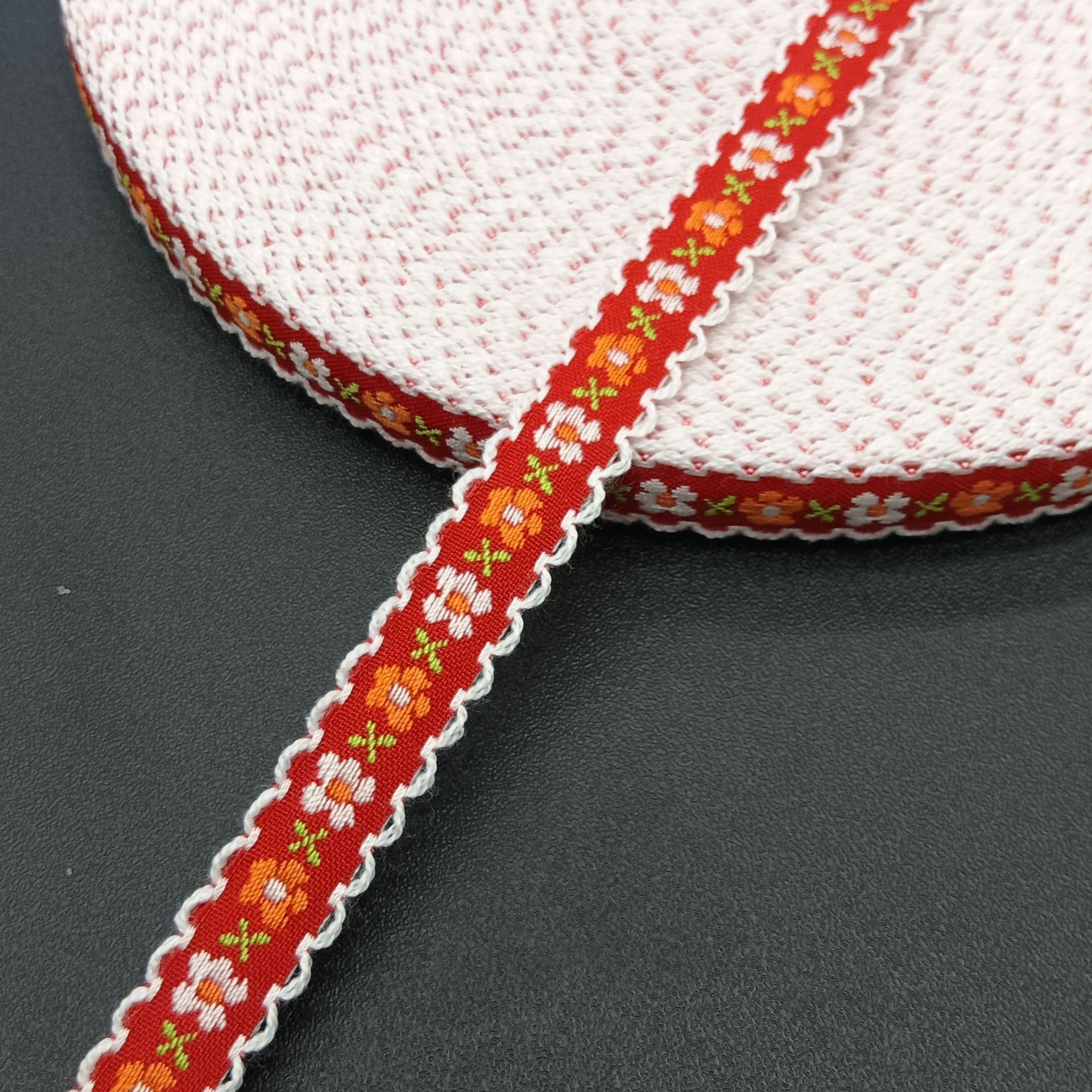 现货名族风提花织带沟边锁边彩带服装辅料1CM2CM宽名族带波浪边带详情11