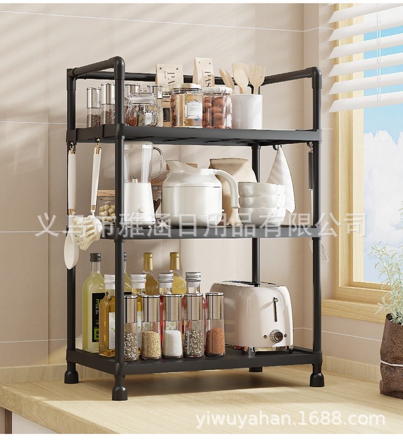 跨境多层高脚款厨房收纳整理置物架调料收纳架微波炉架杂物收纳架详情14