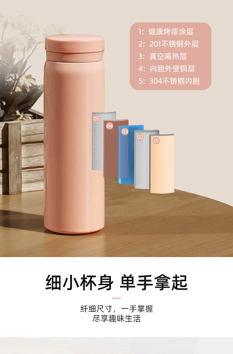 迷你保温杯304不锈钢真空口袋杯简约小清新男女水杯便携礼品定制详情8