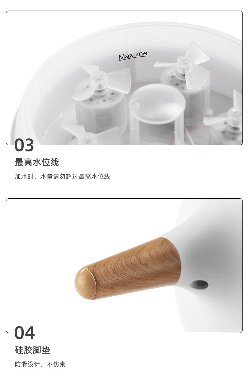 Cross-border flame mist ring aroma diffuser humidifier, jellyfish dynamic color light, wood grain essential oil multi-hole aroma diffuser pic 17