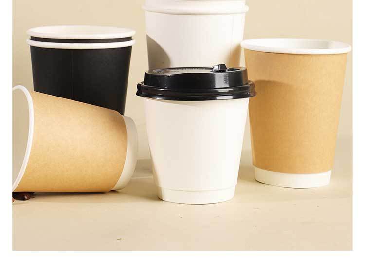 咖啡杯一次性带盖纸杯子批发定制奶茶外带打包双层中空牛皮热饮杯详情27