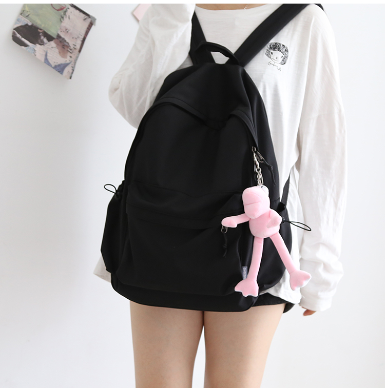 NR森系百搭纯色双肩包男书包女大学生韩版高中背包女双肩大小款详情25