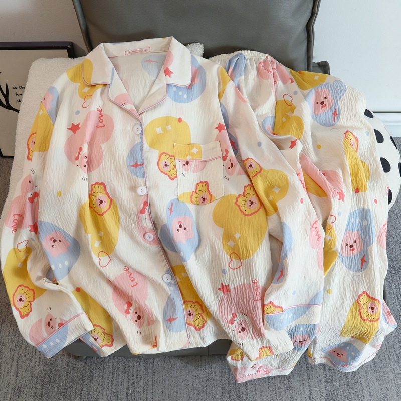 Cute cartoon mikko pajamas for girls in spring and autumn, cloud cotton long-sleeved, sweet student and Internet celebrity home wear set for summer pic 33
