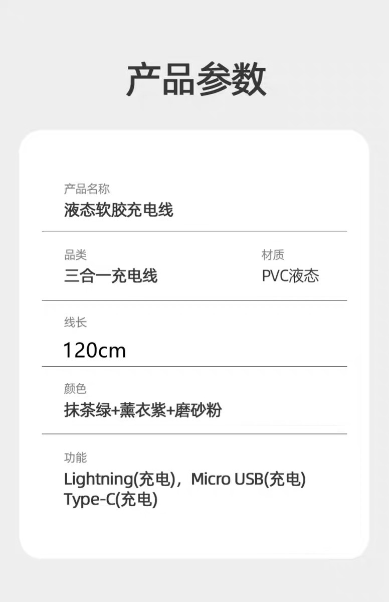 液态一拖三数据线三合一手机充电线适用苹果type-c安卓usb快充线详情11