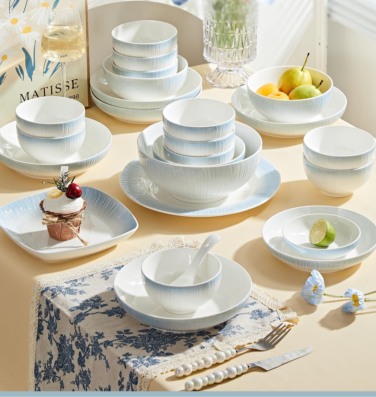 釉下彩简约渐变高颜值2025新款陶瓷碗筷盘子米饭碗碟餐具套装家用详情18