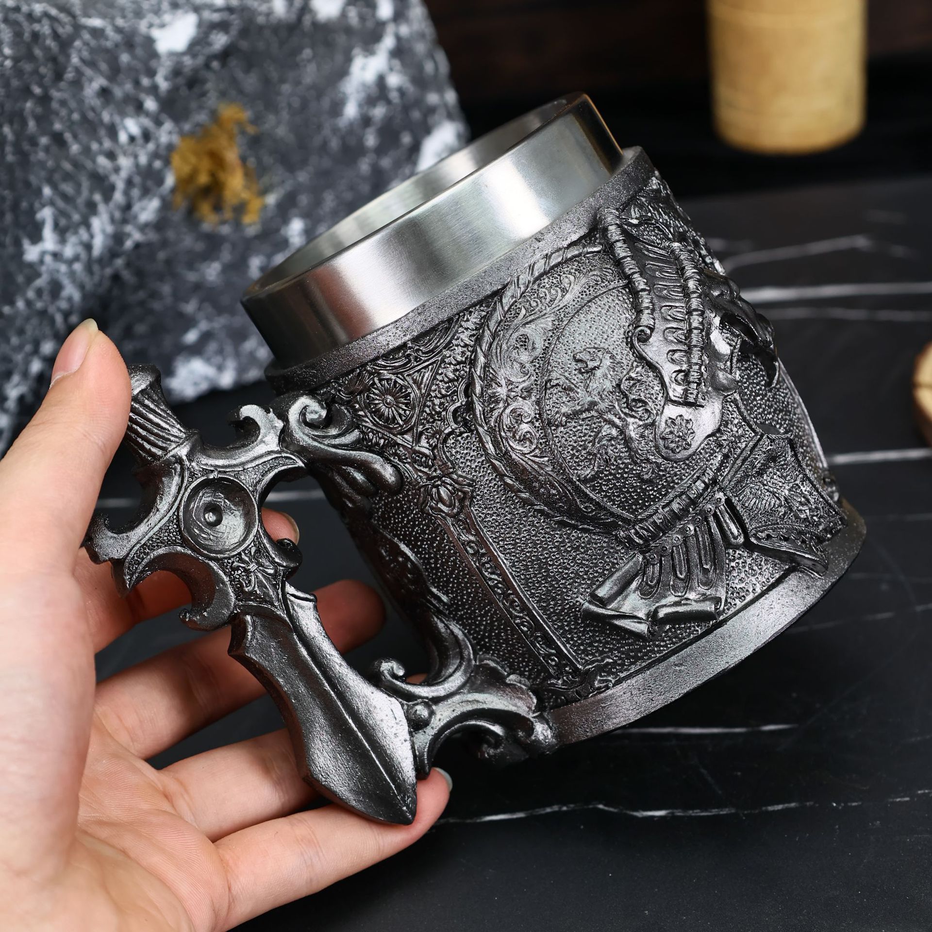 European medieval retro samurai beer mugs, sword handles, mug coffee cups, stainless steel water cups, draft beer cups pic 4