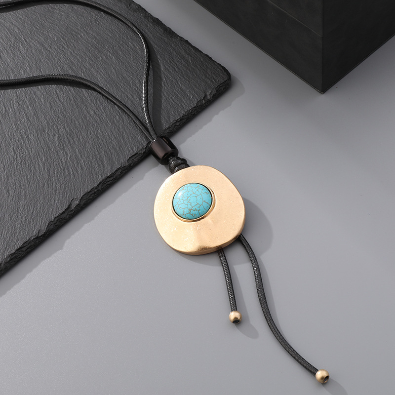 跨境专供法式复古仿松石长款女时尚轻奢跨境毛衣链饰品中东项链详情6