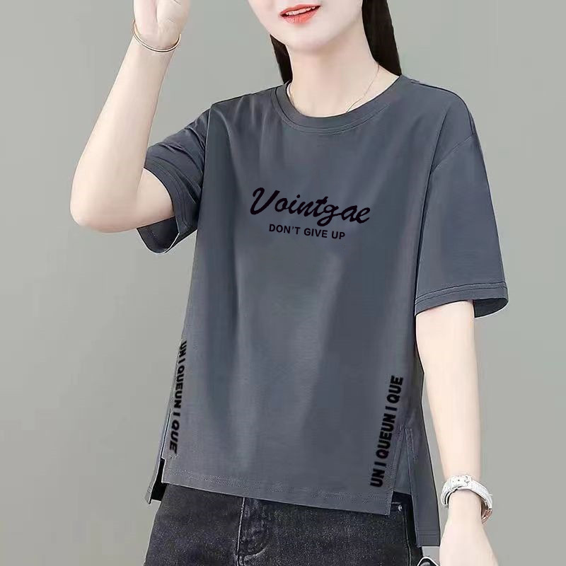 100%纯棉短款短袖t恤女夏季2024年新款时尚宽松小衫上衣体恤夏装详情8