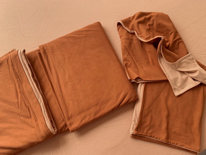 ins Japanese-style solid color all-cotton knitted cotton four-piece set, skin-friendly nude sleeping plain double-layer Indian cotton bed sheet pic 114