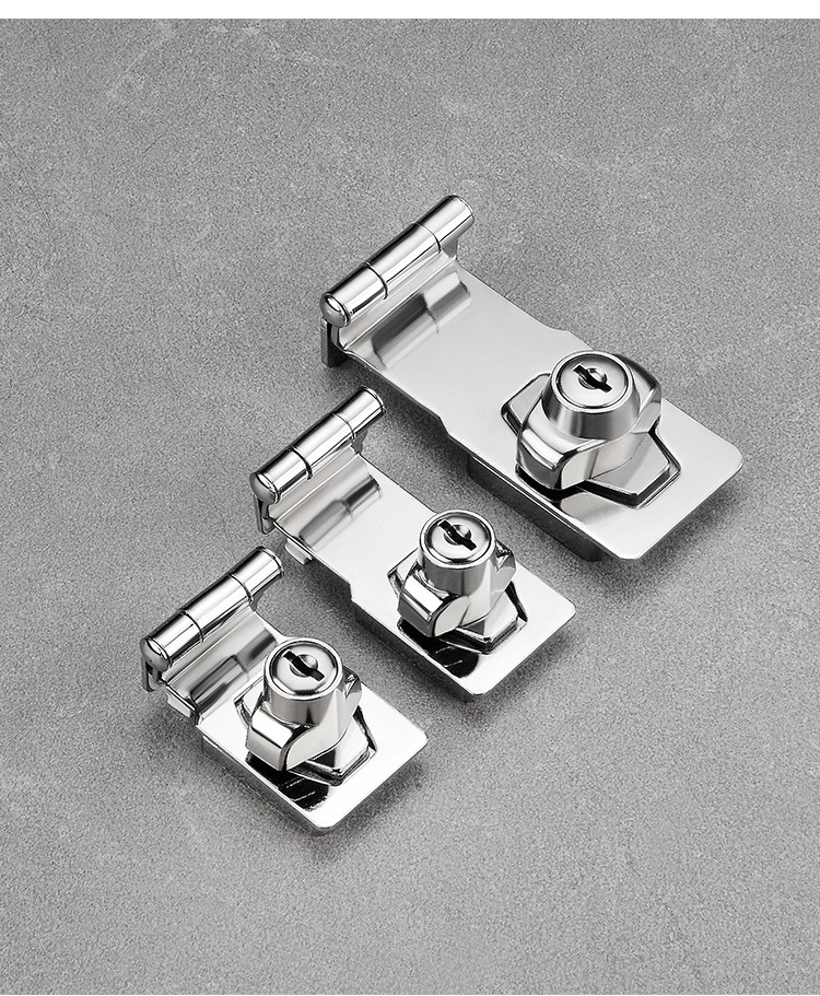 免打孔锁牌带锁柜门抽屉锁冰箱锁冰柜锁插销门栓锁扣插销锁带钥匙详情13