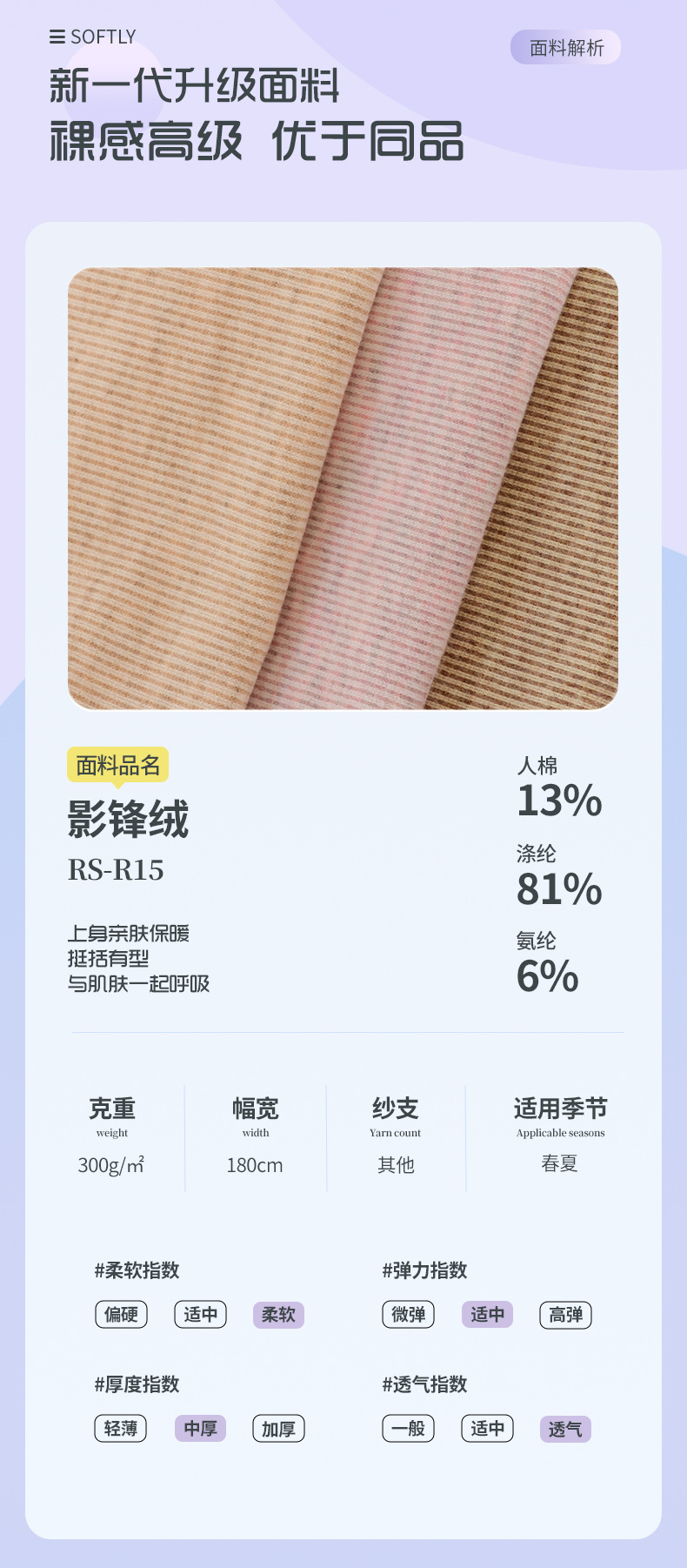 现货影锋绒针织罗纹布人棉拉毛打底保暖面料女装吊带休闲装面料详情3