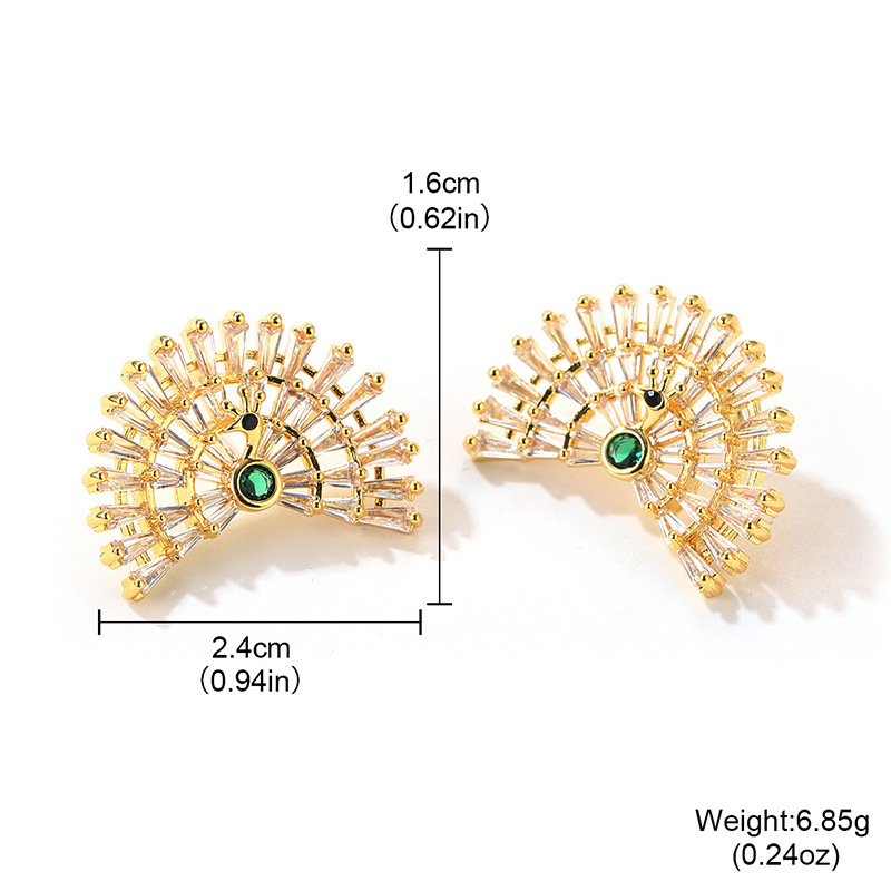 Wholesale of the new versatile Peacock Sping-out stud earrings with micro-inlaid zircon gold light luxury high-quality S925 silver needle stud earrings pic 21