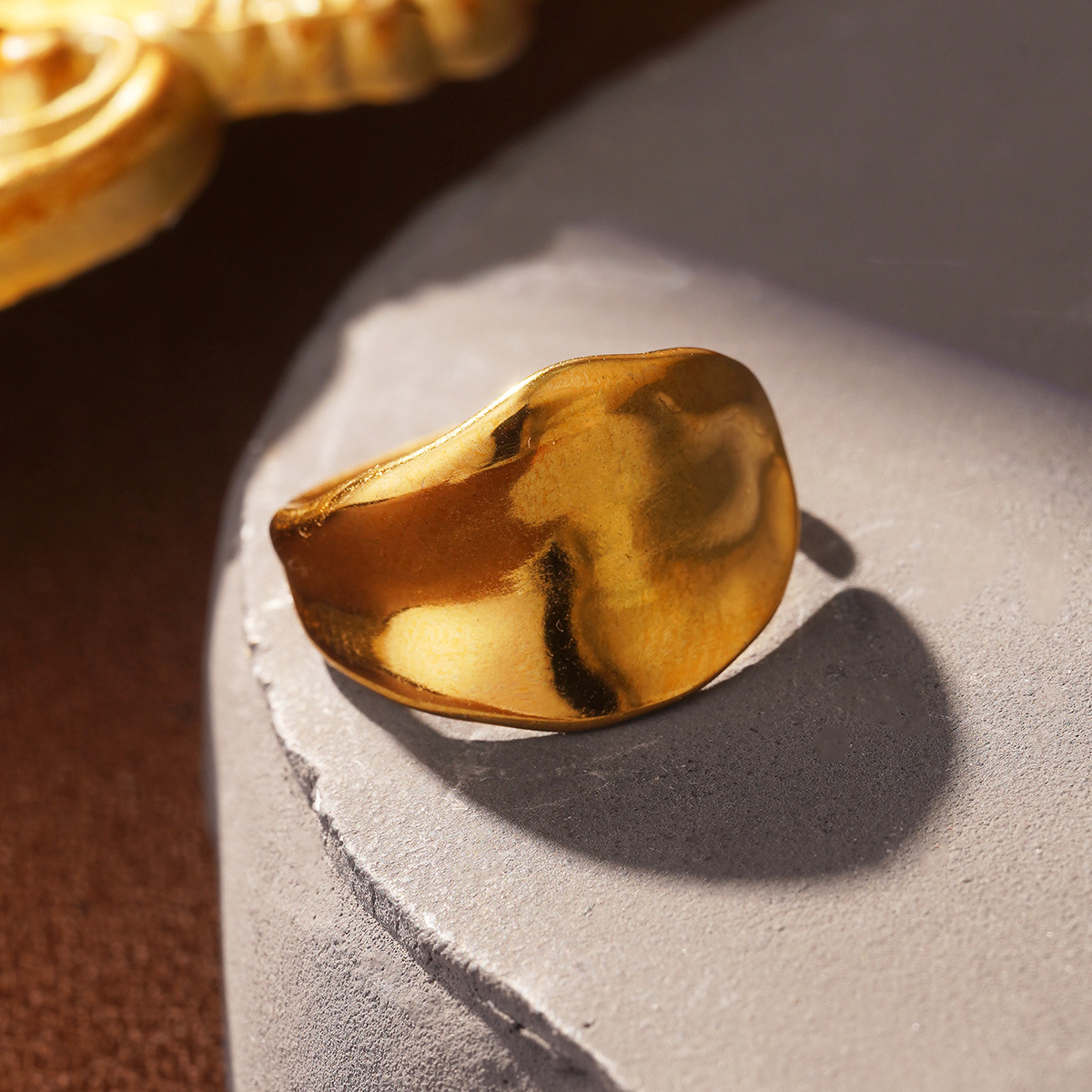 Retro European and American geometric stainless steel ring, non-fading shell geometric shape, fashionable and simple titanium steel index finger ring pic 46