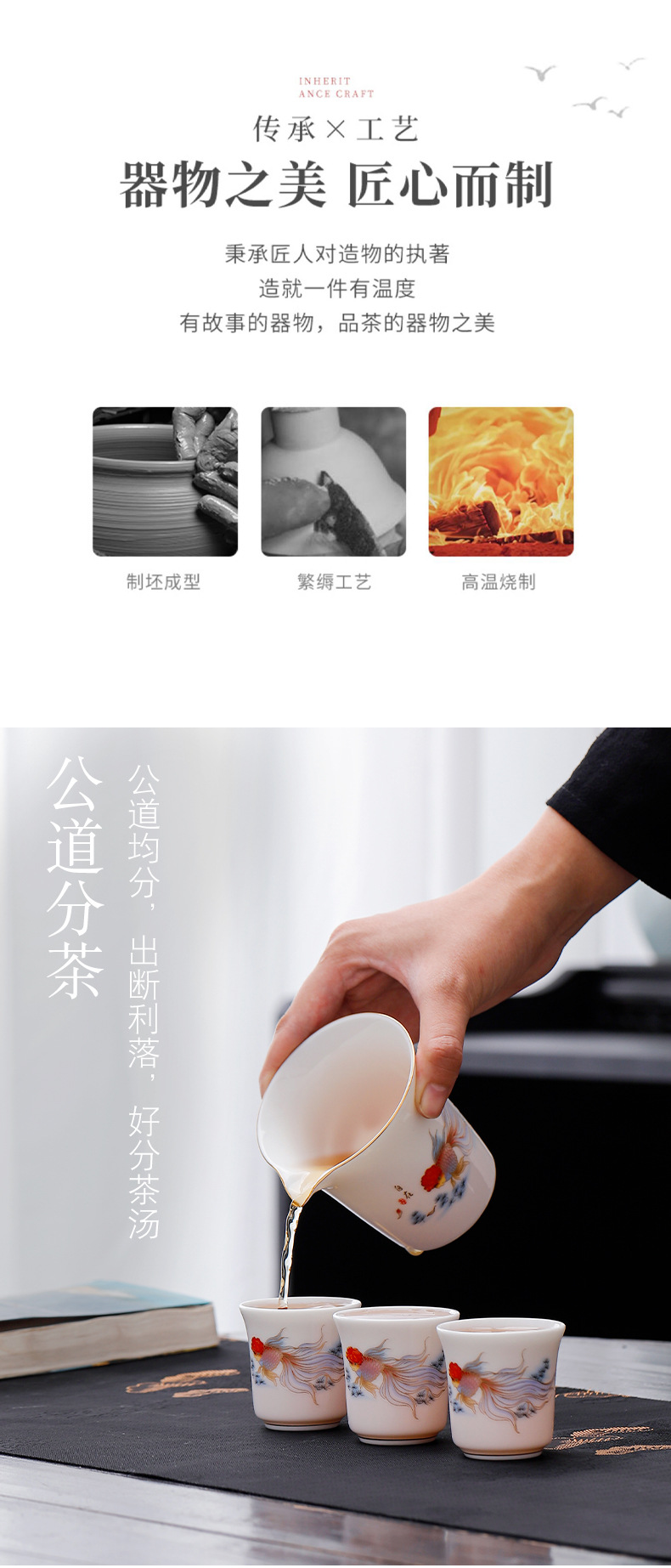 Dehua high-end sheep fat jade porcelain Gongfu tea set, home tea brewing covered bowl cup, company and enterprise festival gift for guests pic 8