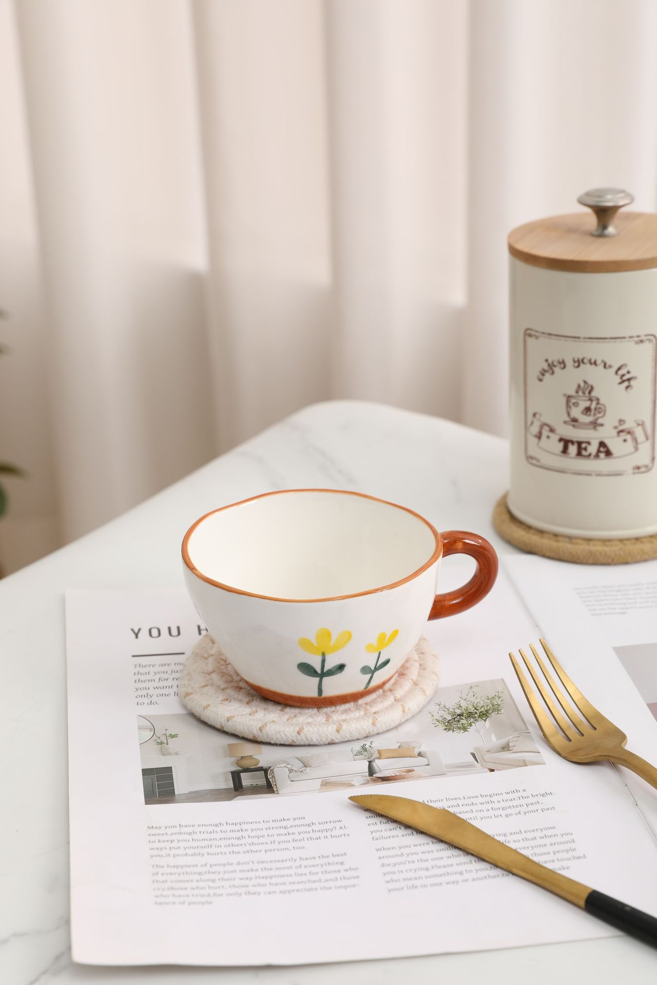 杯垫圆形加厚垫子北欧ins棉绳编织隔热餐垫砂锅垫棉线绳防烫餐桌详情5