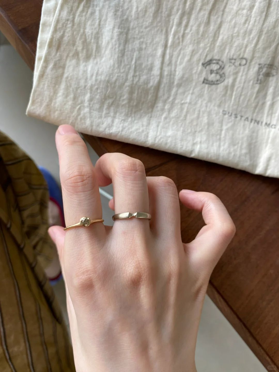 S925纯银叠戴拉丝复古素圈小钻戒指轻奢时尚简约日常食指环女款详情2