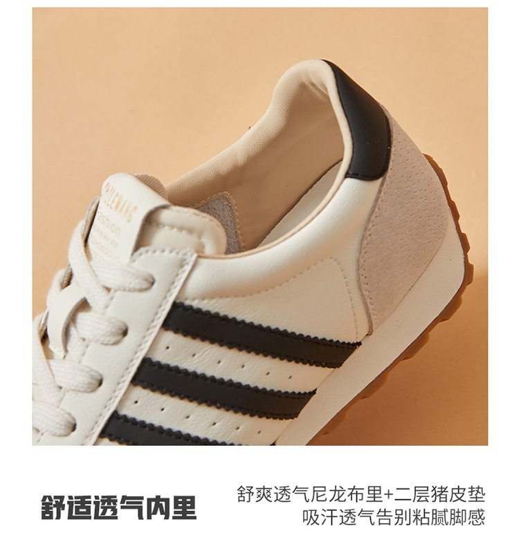 蜜蜂一狼旗舰店高端秋季德训女鞋休闲真皮运动阿甘鞋透气女士潮鞋详情10