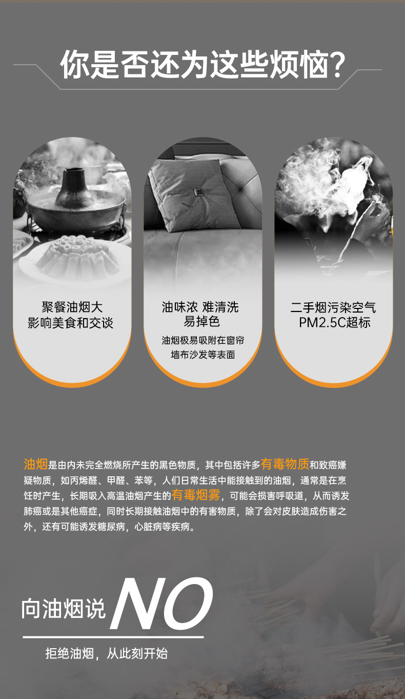 New cross-border desktop range hood, portable household Mini range hood, high suction power range hood for hot pot and barbecue pic 3
