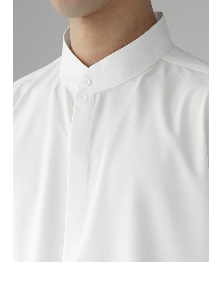 新中式立领中袖衬衫男夏季新款小众冰丝衬衣高级感垂感五分袖寸衫详情6