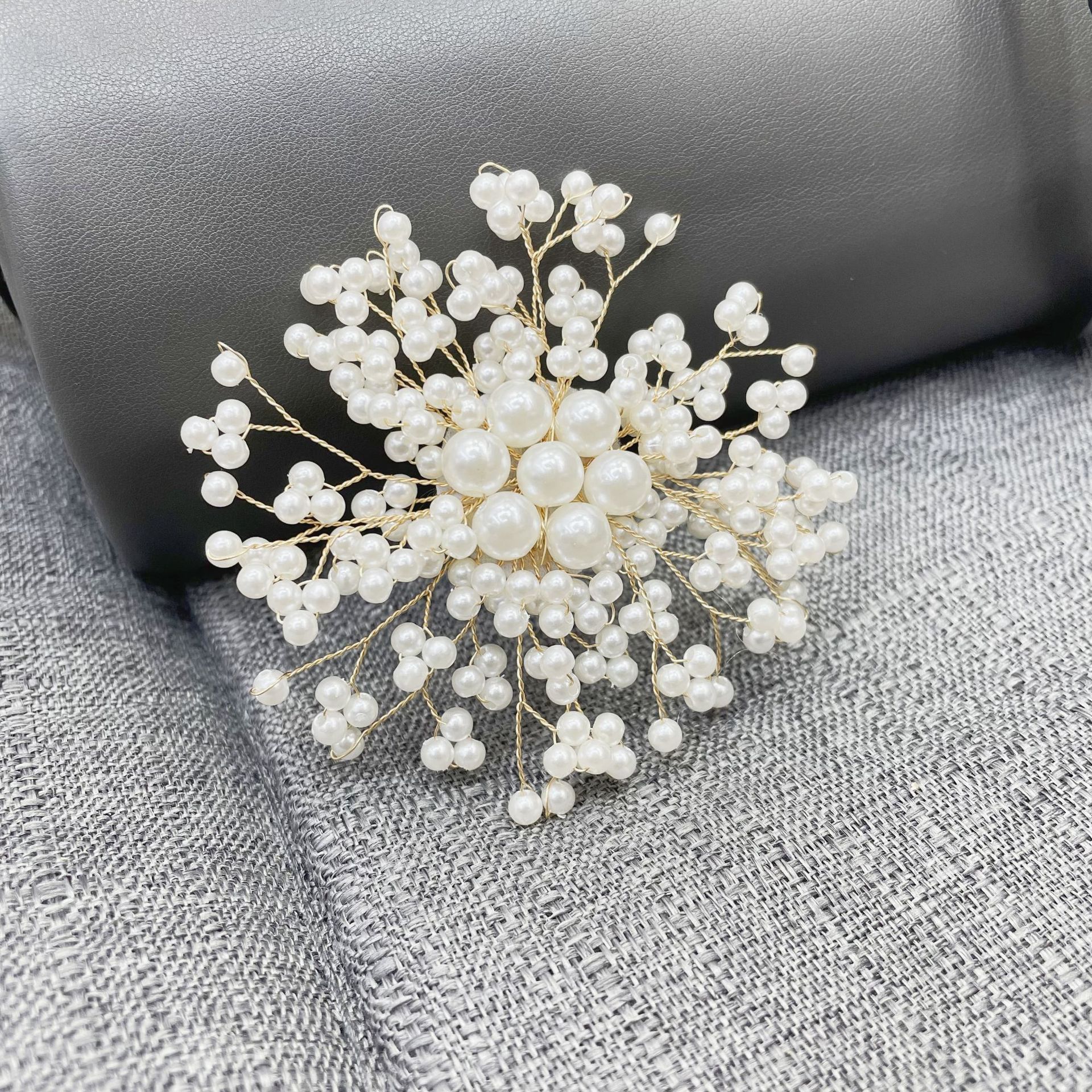 手工高档气质奢华珍珠雪花胸针女高级感大气优雅胸花大衣别针配饰详情10