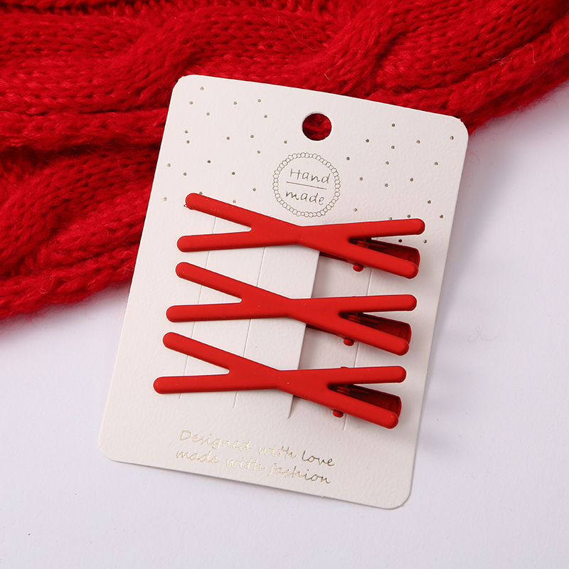 韩国网红发饰 经典红色鸭嘴夹 时尚百搭刘海碎发边夹 发卡可批发 发夹潮流款详情9