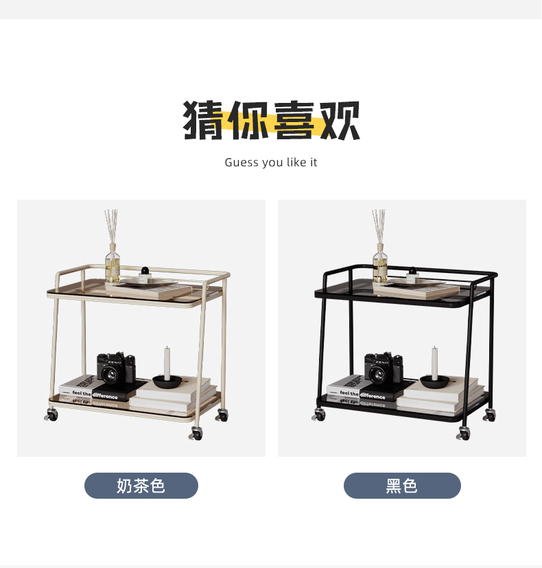 Sofa side table, French vintage small table, living room coffee table, storage rack, side cabinet, dining cart, mobile trolley, side table pic 2