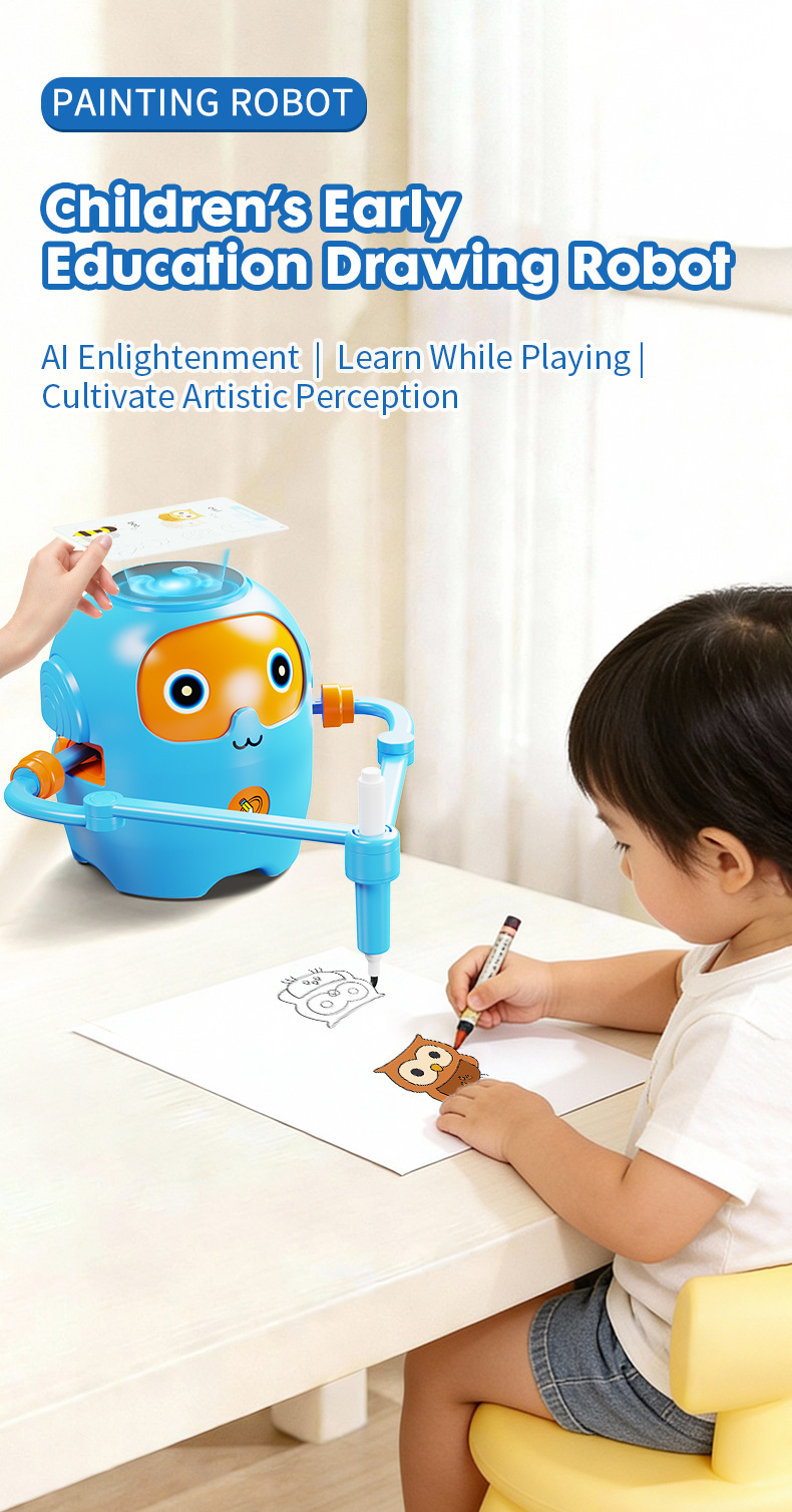 亚马逊爆款益智儿童绘画机器人 儿童玩具3-6岁环保材质智能早教机详情1