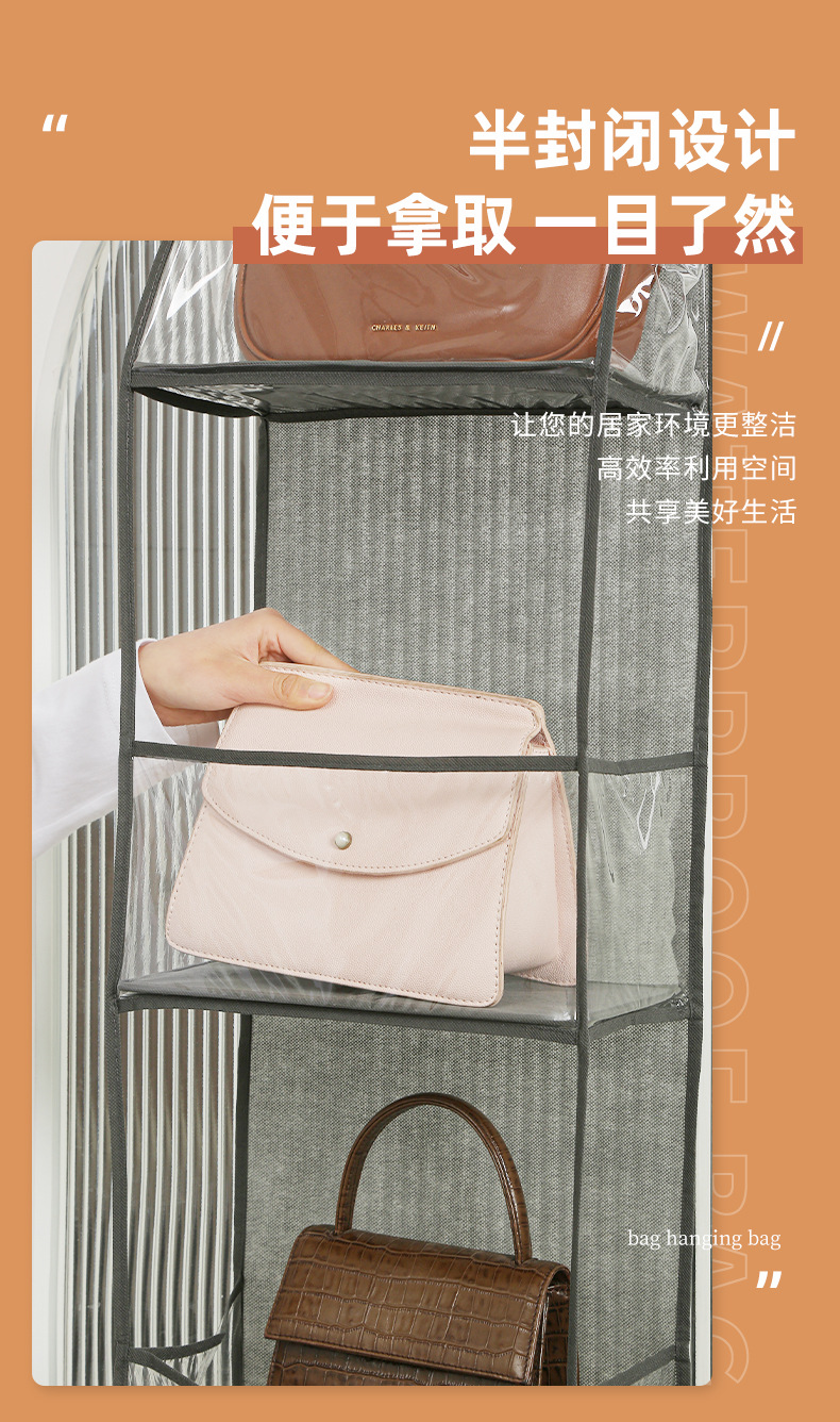 门后收纳袋家用多层包包玩具储物袋悬挂式墙上内衣杂物收纳挂架详情4
