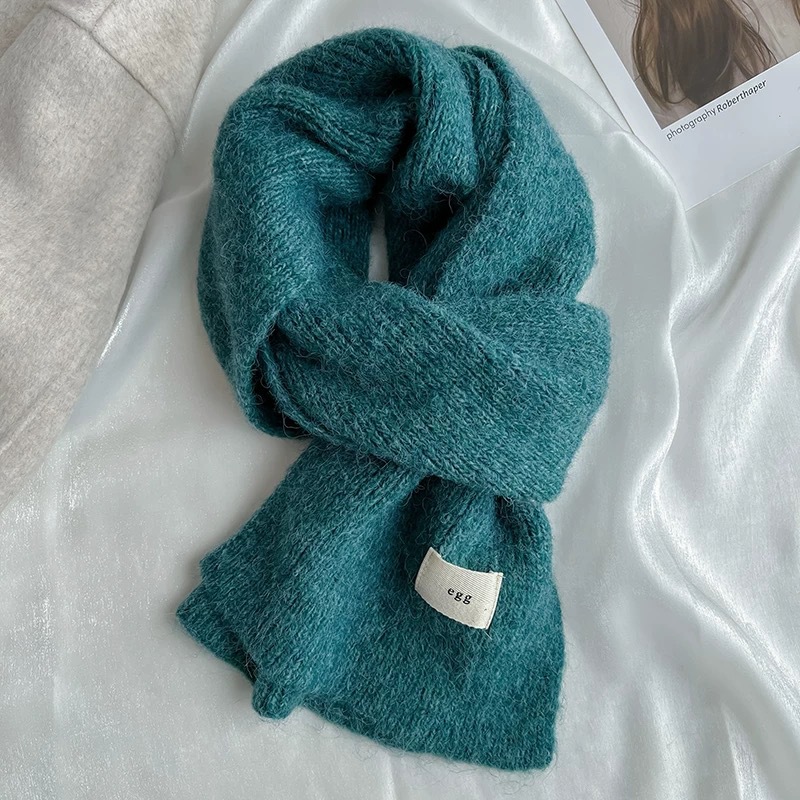 Soft and fluffy egg wool and yarn scarf for women, winter soft and glutinous knitted warm and thick ins student scarf manufacturer pic 16
