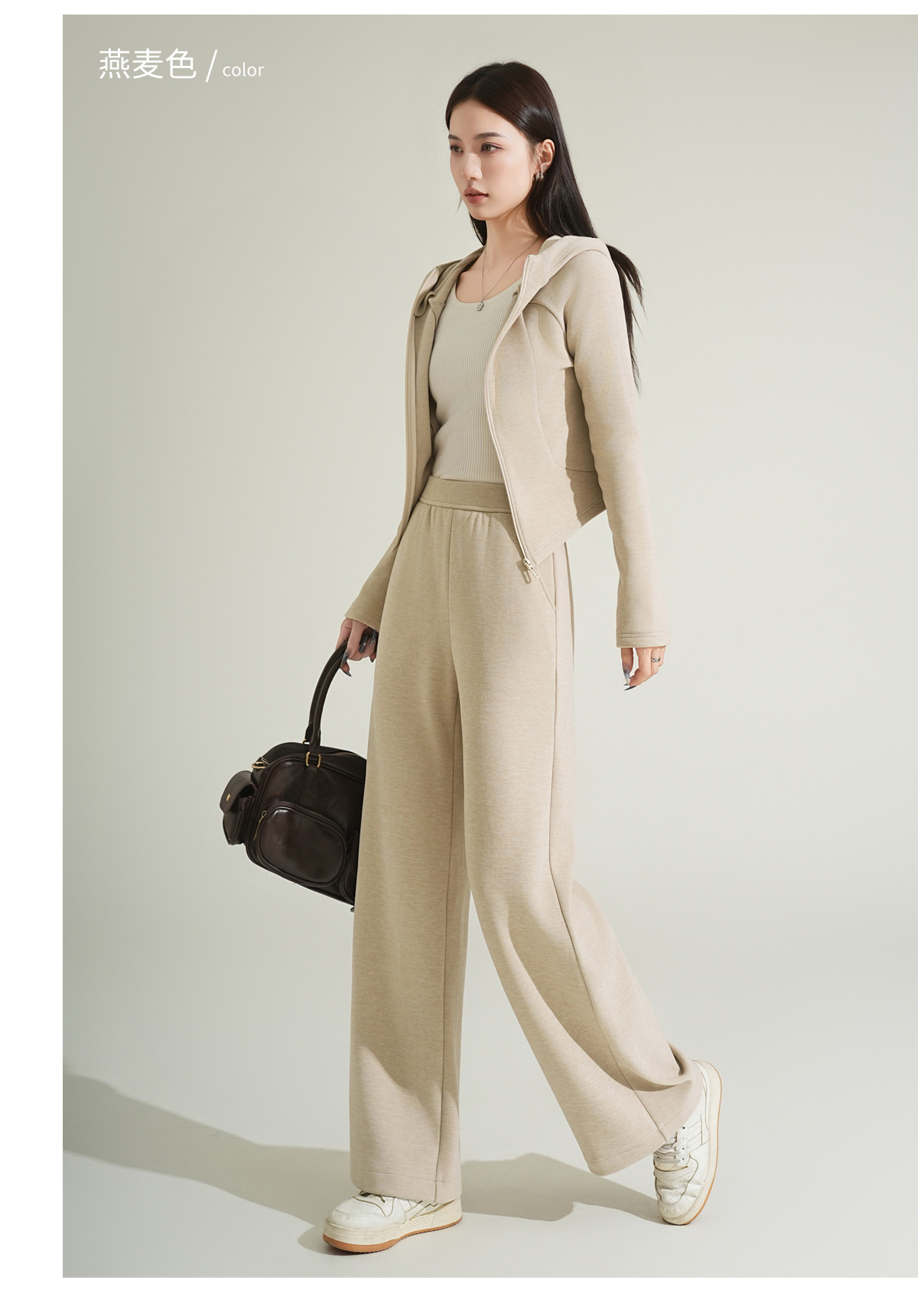 Cashmere and silk sports sweatshirt set for women, winter thickened with fleece and hooded casual set for women, windproof and warm for autumn and winter pic 34