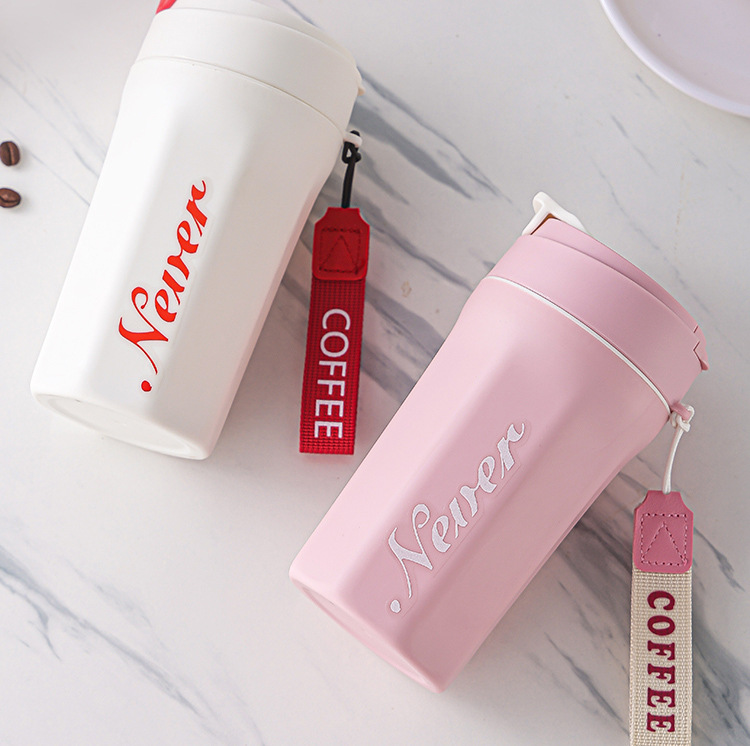 新款水杯便携提绳随手双饮杯简约八角可乐咖啡杯高颜值商务礼品杯详情10