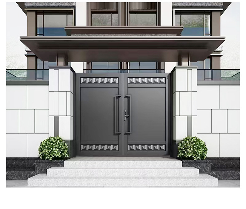 别墅庭院门农村自建房花园门头小区铝合金入户双开门防盗门入户门详情13