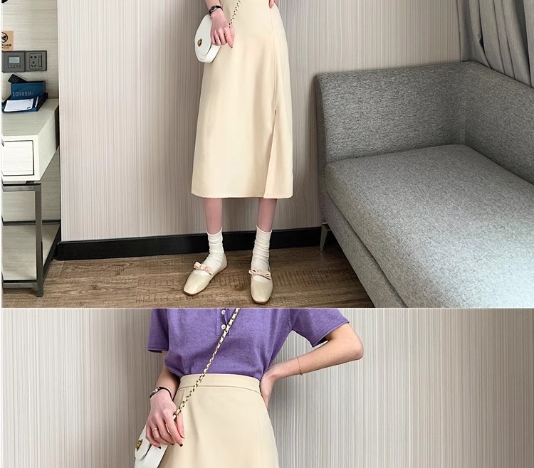 Suitable for pear-shaped figures, large-sized high-waisted long dress suits, slit A-line skirts, knee-length mid-length skirts for women in autumn pic 12
