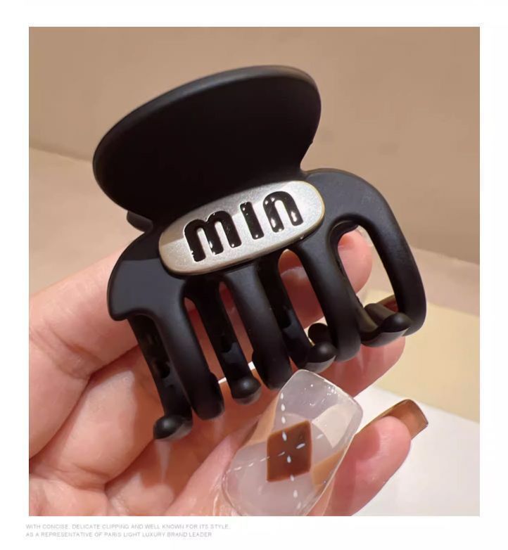 新款简约黑色茶咖色中号马尾抓夹方形半抓韩版蓬松银标发抓ins详情7