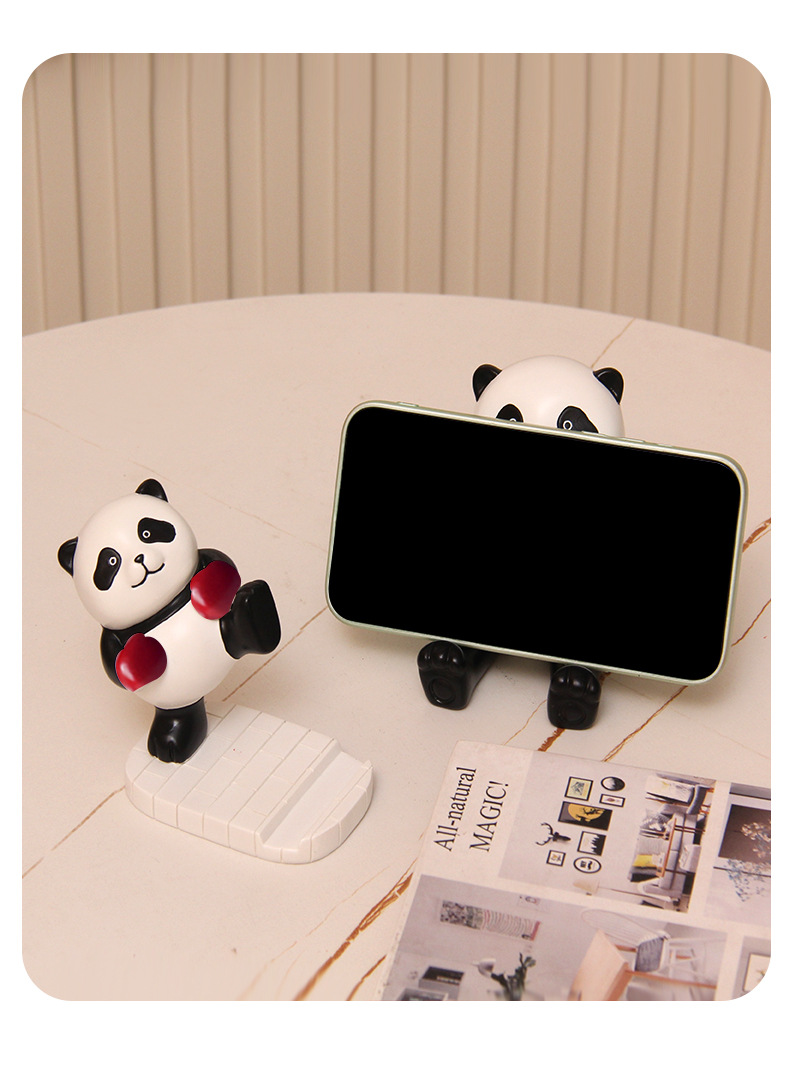 Resin handicrafts, panda phone stand ornaments, desktop office items, decorations, birthday gifts, cultural and creative gifts pic 12