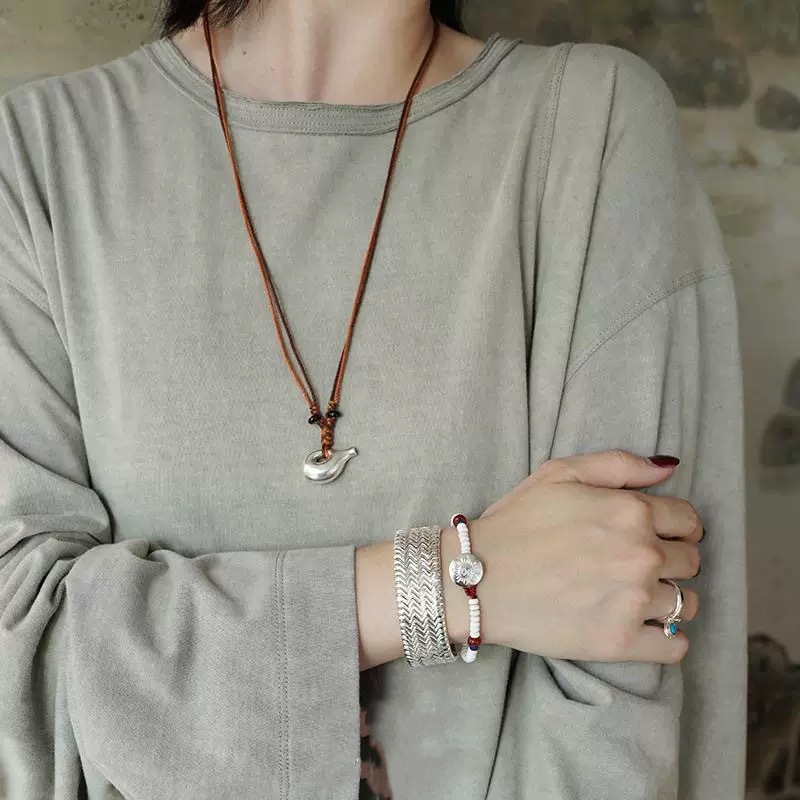 ESN经典系列雕刻酒壶项链 游牧风可小众高级感单耳酒壶编织筐项链详情11