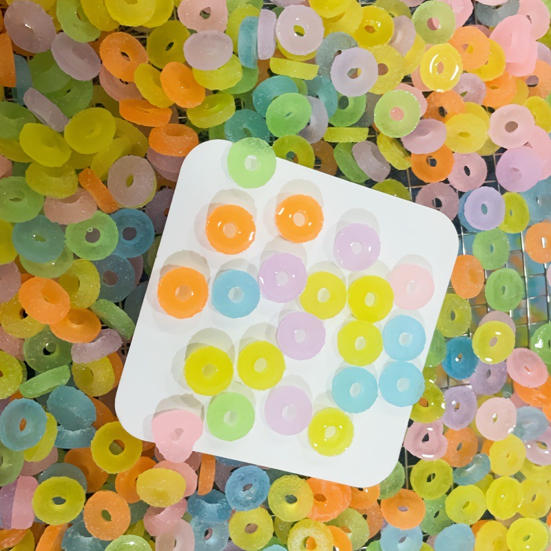 Small-sized sugar doughnut resin simulation doughnut, luminous wearable armor handmade, ball filling, ear stud handmade pic 2