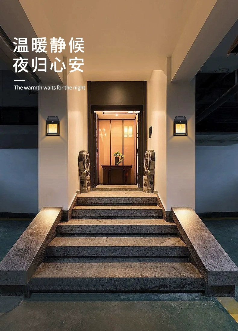 Solar-powered outdoor wall lamp, human-sensing three-mode tungsten filament wall lamp, garden villa courtyard night light, rainproof pic 6