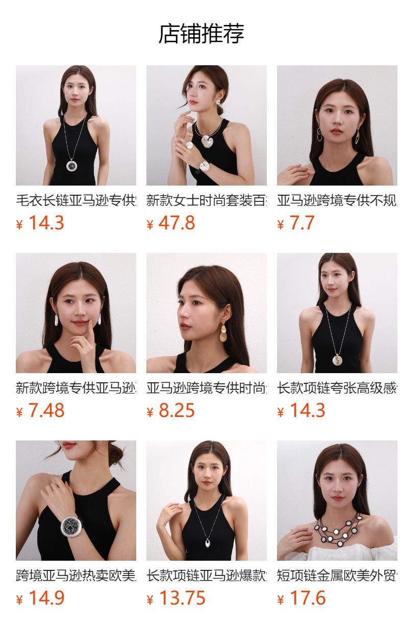 亚马逊爆款项链耳环套装秋冬季高级感复古简约ins风女饰品毛衣链详情1