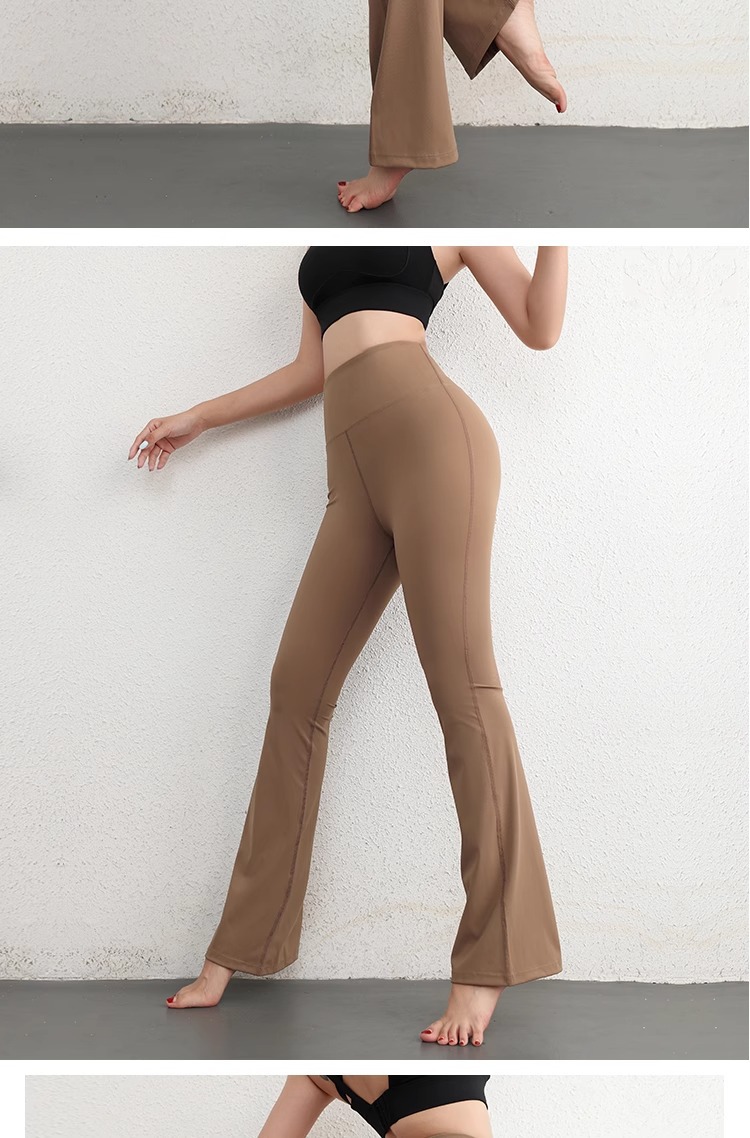 lulu foreign trade high-waisted, hip-lifting flared pants, seamless nude yoga fitness pants for women pic 11