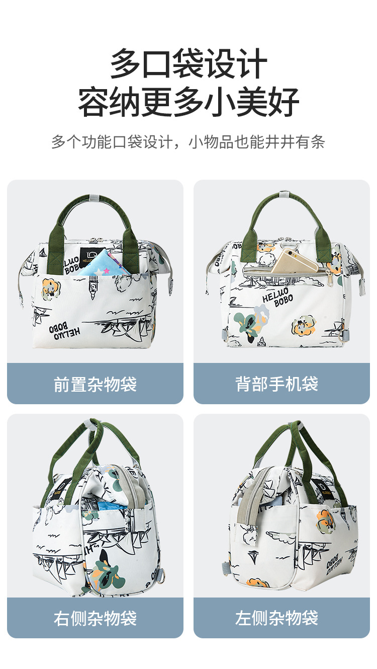 2024 New casual portable Mom bag, multi-functional lightweight storage bag, waterproof and heat-insulating multi-compartment outdoor backpack pic 7