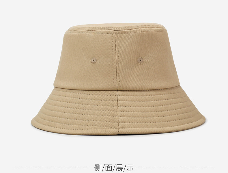 棉渔夫帽刺绣logo空白单面盆帽印字平顶太阳帽女印刷防晒大檐盆帽详情12