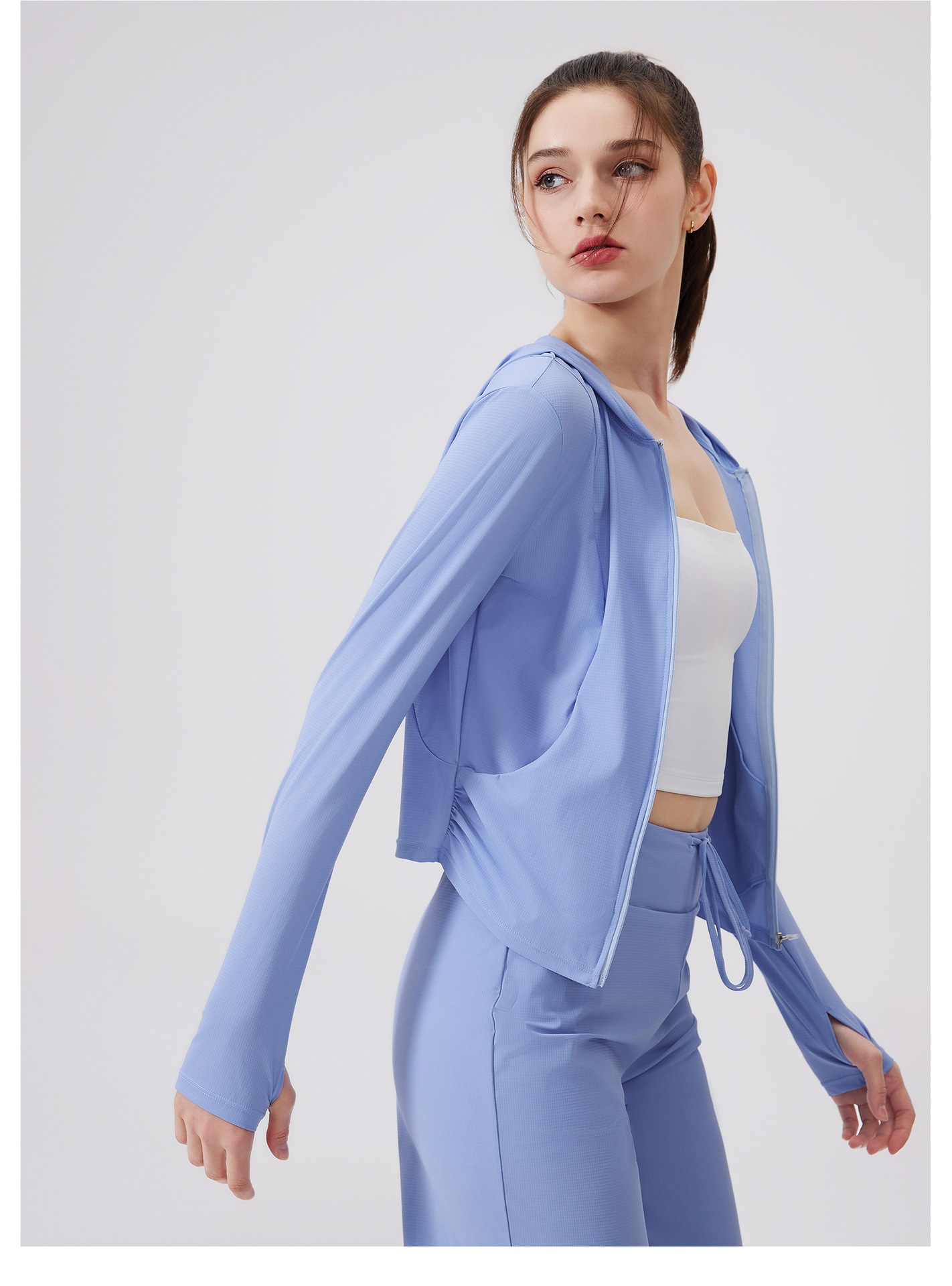 Sunshade, lightweight, anti-嗮, cool-feeling jacket, hooded, sporty loose top, casual yoga coat, checkered sun-protective clothing pic 20