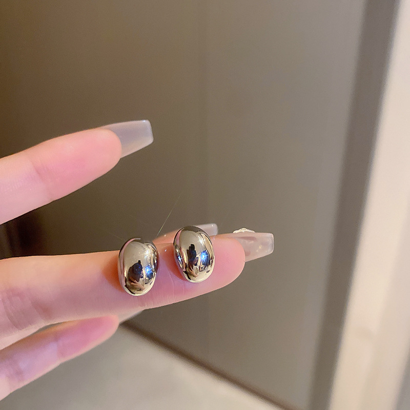 真金电镀银针豆豆耳环网红ins金属风耳钉2025年新款潮百搭耳饰女详情10