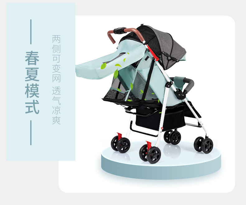 婴儿车推车轻便折叠可坐可躺儿童宝宝小孩四轮手推车一键收车代发详情16