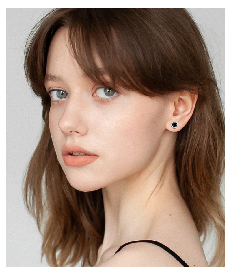 外贸欧美时尚流行黑色莫桑钻石耳钉精致高级感s925纯银耳饰品批发详情21