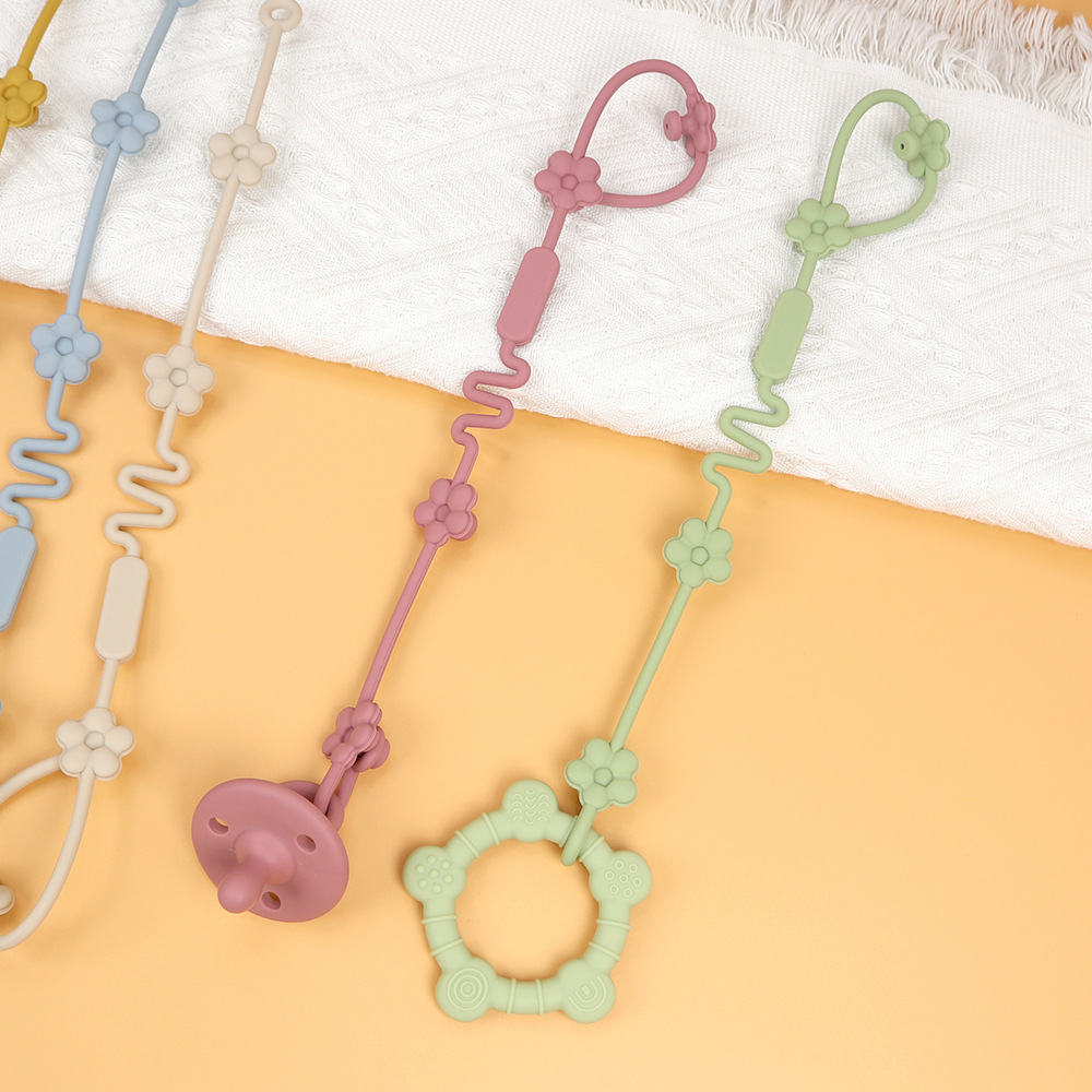 Baby silicone teething chain pacifier anti-drop rope, baby flower style car hanging multi-functional anti-loss rope, hanging rope pacifier chain pic 5