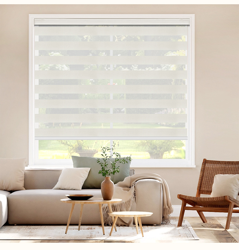 现货免打孔斑马帘外贸窗帘成品柔纱帘升降卷帘遮阳百叶窗帘定制详情11